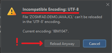 USS encoding warning dialog